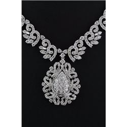 7.60  ctw Ladies Diamond Pear Design Pendant Necklace F, SI2-I1 18K White Gold