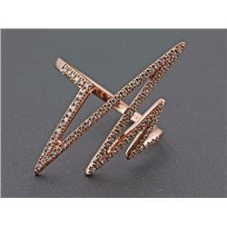 0.27ct Pave Diamond in 14K Rose Gold Heartbeat Skinny Band Ring - Size 7