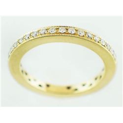 0.23ct Channel Pavé F-Diamond 14K Yellow Gold Half Band Wedding Ring - Size 6.75