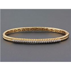 0.48ct Pavé Round Diamond in 14K Yellow Gold Rope Bangle Bracelet - 6.5"
