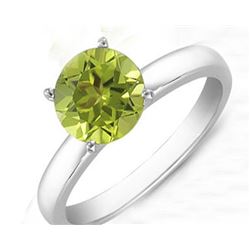 Natural Peridot 1.25 ct 7mm Classic Solitaire Ring 14K White or Yellow Gold