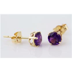 Natural Amethyst 6mm 1.40 tcw Classic Stud Earring 14K White or Yellow Gold