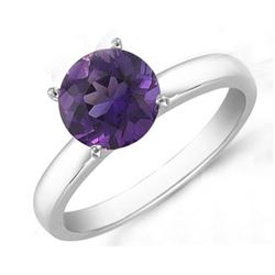 Natural Amethyst 1.10 ct 6.5mm Classic Solitaire Ring 14K White or Yellow Gold