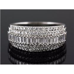 1.14ctw Wedding Anniversary Diamond Ring 14k White Gold G-HSi2-Si3|Ring Size:7|Gram Weight:7.6
