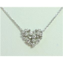 14K WHITE GOLD PENDANT WITH CHAIN 2.9g/Diamond 0.46ct