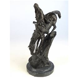 Frederic Remington "The Mountain Man" 100% Pure Bronze Sculpture Signed, Limited Edition