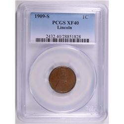 1909-S LINCOLN CENT, PCGS XF-40  KEY COIN!