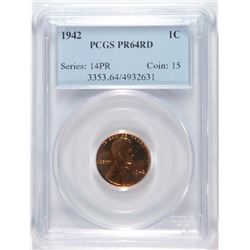 1942 LINCOLN CENT, PCGS PROOF-64 RED