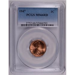 1947 LINCOLN CENT, PCGS MS-66 RED