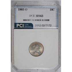 1903-O BARBER DIME, PCI CHOICE BU