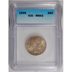 1906 BARBER QUARTER, ICG MS-63