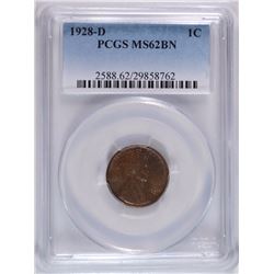 1928-D LINCOLN CENT PCGS MS-62 BN