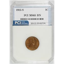 1925-S LINCOLN CENT, PCI GEM BU BROWN