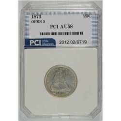 1873 SEATED QUARTER WITH ARROWS, PCI AU/BU