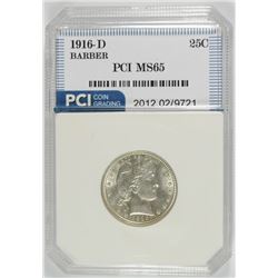 1916-D BARBER QUARTER, PCI GEM BU BLAST WHITE