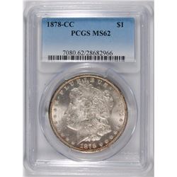 1878-CC MORGAN SILVER DOLLAR, PCGS MS-62 BETTER DATE!