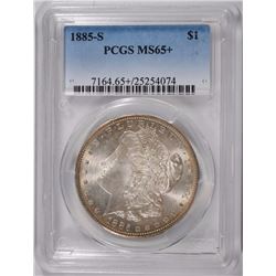 1885-S MORGAN SILVER DOLLAR, PCGS MS-65+  LOOKS LIKE A 66!
