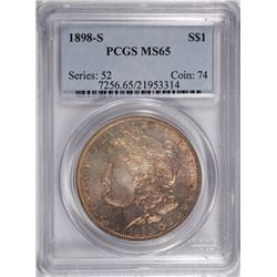 1898-S MORGAN DOLLAR PCGS MS-65 LIGHTLY TONED