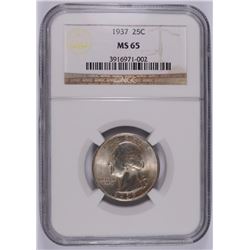 1937 WASHINGTON QUARTER, NGC MS-65