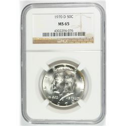 1970-D KENNEDY HALF DOLLAR, NGC MS-65  KEY DATE