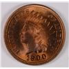 Image 1 : 1900 INDIAN ONE CENT GEM BU+ CHERRY RED, MINOR SPOT