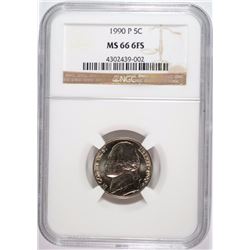1990-P JEFFERSON NICKEL NGC MS66 6 FULL STEPS