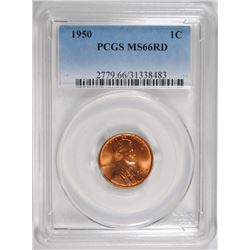 1950 LINCOLN CENT, PCGS MS-66 RED  SCARCE!