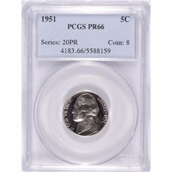 1951 JEFFERSON NICKEL, PCGS PROOF-66