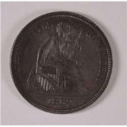 1862 SEATED DIME, CH BU TOUGH COIN!
