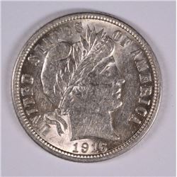 1916 BARBER DIME BU CLEANED