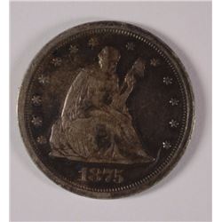 1875-S 20 CENT,  XF  TONING