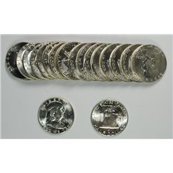 GEM BU ROLL OF 1963 FRANKLIN HALF DOLLARS
