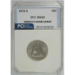 1876-S SEATED LIBERTY QUARTER, PCI CHOICE BU