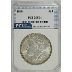1878 MORGAN SILVER DOLLAR, PCI GEM BU