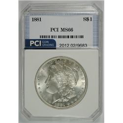 1881 MORGAN SILVER DOLLAR, PCI SUPERB GEM