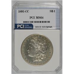 1892-CC MORGAN SILVER DOLLAR, PCI GEM BU