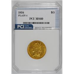 1834 $5.00 GOLD CLASSIC HEAD, PCI CHOICE BU