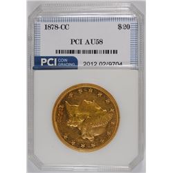 1878-CC $20.00 GOLD LIBERTY, PCI AU/BU  RARE!!!