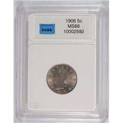 1906 LIBERTY NICKEL CCGS GRADED SUPERB GEM BU+