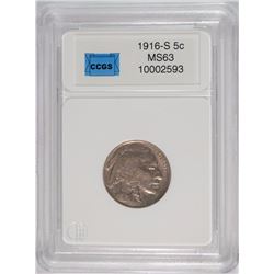 1916-S BUFFALO NICKEL CCGS GRADED CH BU+