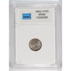 1855 ARROWS HALF DIME CCGS GRADED SUPERB GEM BU ORIGINAL UNCLEANED, TONS OF