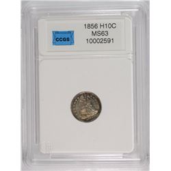 1856 HALF DIME CCGS GRADED CH BU+ NICE