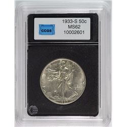 1933-S WALKING LIBERTY HALF DOLLAR CCGS GRADED CH BU+