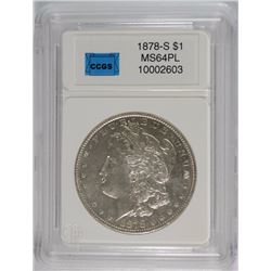 1878-S MORGAN DOLLAR CCGS GRADED GEM BU PL