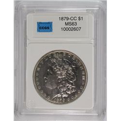 1879-CC MORGAN DOLLAR CCGS GRADED CH BU+ WHITE VERY RARE LOOKS CLEANED BUT NICE!
