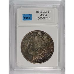 1884-CC MORGAN DOLLAR CCGS GRADED GEM BU RARE