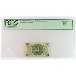 1863 3 CENT SPECIMEN FRACTIONAL FR1226SP PCGS 63