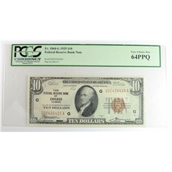 1929 $10 FEDERAL RESERVE BANK NOTE FR-1860-G CHICAGO #G02436426A PCGS 64 PPQ