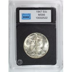 1947 WALKING LIBERTY HALF DOLLAR CCGS GRADED SUPERB GEM BU