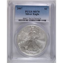 2007 AMERICAN SILVER EAGLE, PCGS MS-70 PERFECT!